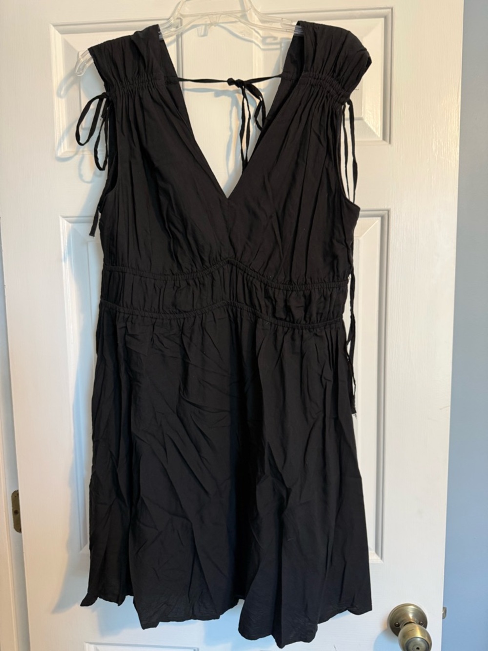 Time and Tru Black V-Neck Tie Shoulder Dress